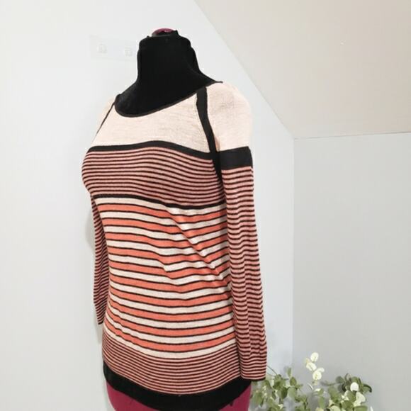 Ann Taylor LOFT Color Block Horizontal Striped Scoop Neck Sweater Medium - Picture 4 of 11